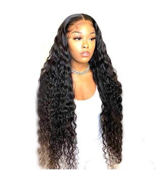 Human hair deep wave frontal wig