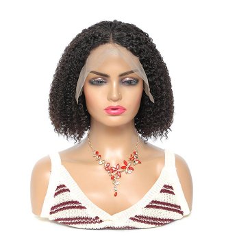 Kinky bob 13x4 front lace wig human hair